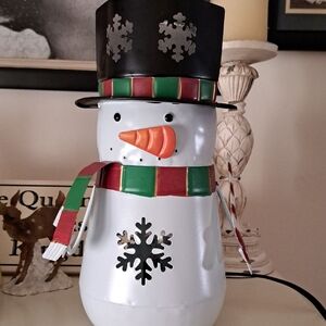 NWT Scentsy Snowman Warmer with Black Hat and Red-Green Scarf.